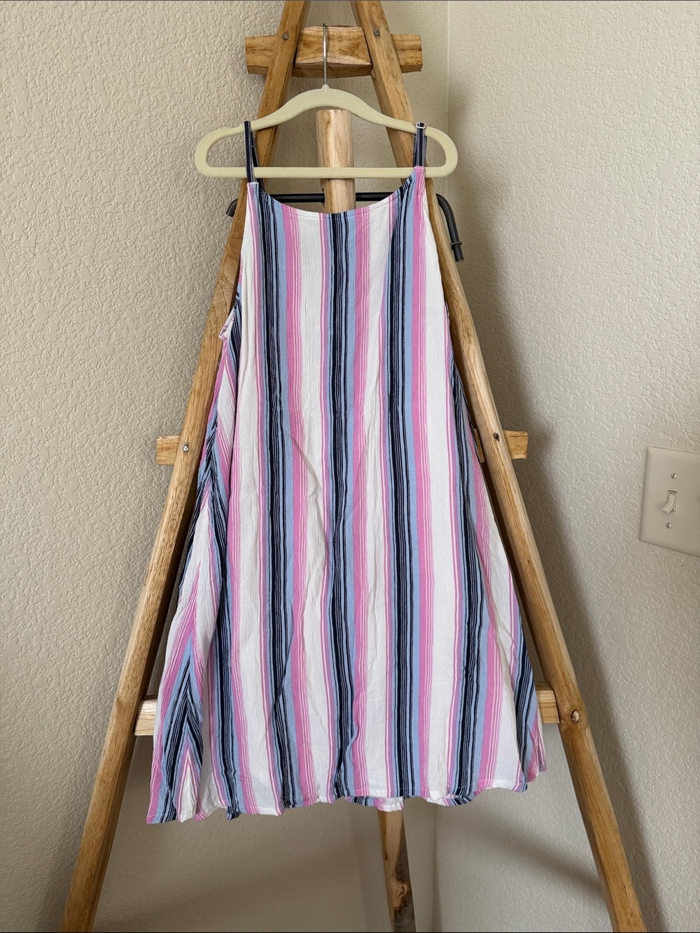 Roxy Girls' Pink, Blue & White Striped Sundress